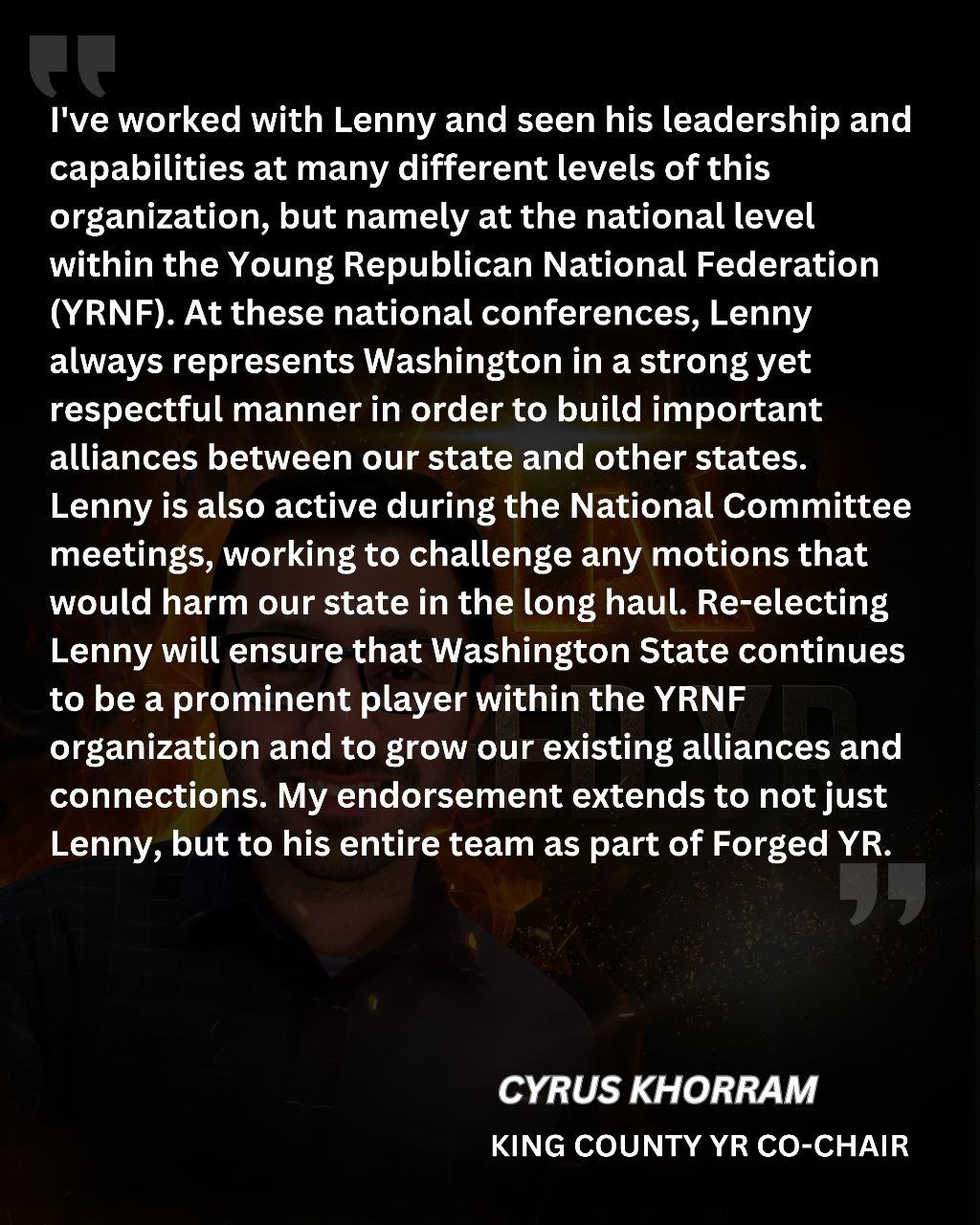 Cyrus Khorram Endorsement Statement